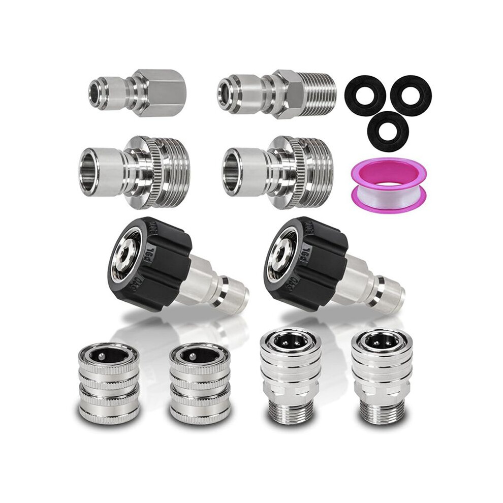 10Pack Pressure Washer Quick Connect Fittings, M22-14Mm Swivel To 3/8Inch Quick Connect Kit 6034227967543
