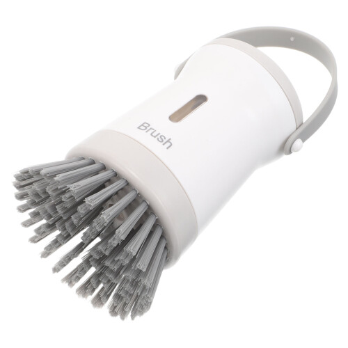 5Pcs White Plastic Pot Bowl Brush with Handle Soap Dispenser for Home