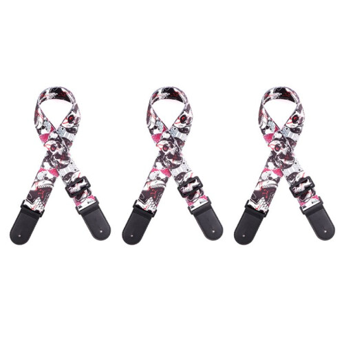Skräckskalle Läder Nylon Fluorescerande Tryck Folkgitarrrem Elgitarrrem, Akustisk Gitarrrem,B