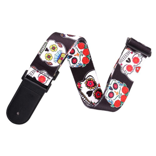 Skull Läder Nylon Fluorescerande Tryck Folkgitarrrem Elgitarrrem, Akustisk Gitarrrem,A 1