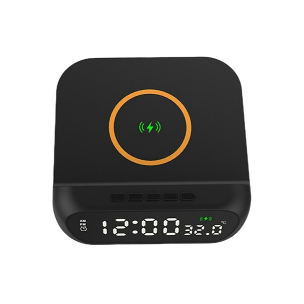 Digital Alarm Clock With Wireless Charging, 15W Fast Wireless Charger Station With Led Digital Display, Temperature,A 6031503469654