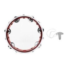 Panderetas Tambor de Mano de 8 Pulgadas para Niños y Adultos, Tambor de Pandereta para Orquesta, Batería con Llave (Rojo)