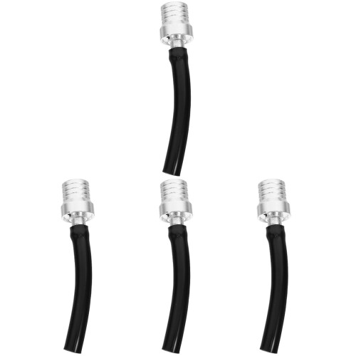 4Pcs Silver Motorcycle Tank Caps Vent Hose Rubber Aluminum Replacement 2