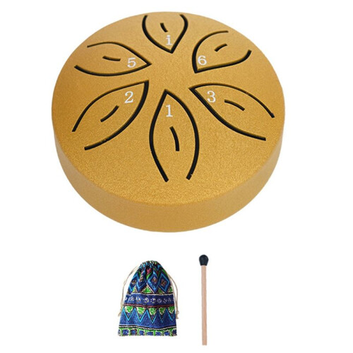 Tambor de Língua de Aço Tambor de Chuva para Exterior, 6 Notas Tambor de Tanque de Chakra de 3 Polegadas Marretas Acolchoadas de Percussão de Aço