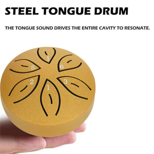 Tambor de Língua de Aço Tambor de Chuva para Exterior, 6 Notas Tambor de Tanque de Chakra de 3 Polegadas Marretas Acolchoadas de Percussão de Aço 2