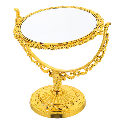 3Pcs Elegant Golden Desktop Vanity Mirrors ABS Glass Rotatable Design 1