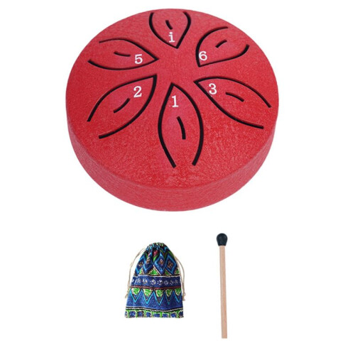 Tambor de Língua de Aço Tambor de Chuva para Exterior, 6 Notas Tambor de Tanque de Chakra de 3 Polegadas Marretas Acolchoadas de Percussão de Aço