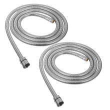 10Pcs Silver Stainless Steel Handheld Shower Hose for Hot Cold Water