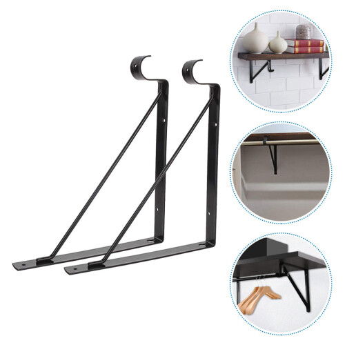 8Pcs Black Iron Floating Shelf Brackets Heavy Duty Load Bearing Design 1