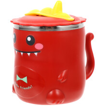 2Pcs Red Cartoon Dinosaur Mug Stainless Steel Coffee Tea Cup