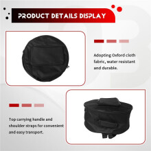 Compact Snare Drum Bag Backpack Case with Shoulder Strap Outside Pockets Musical Instrument Accessory Black 40x18cm
