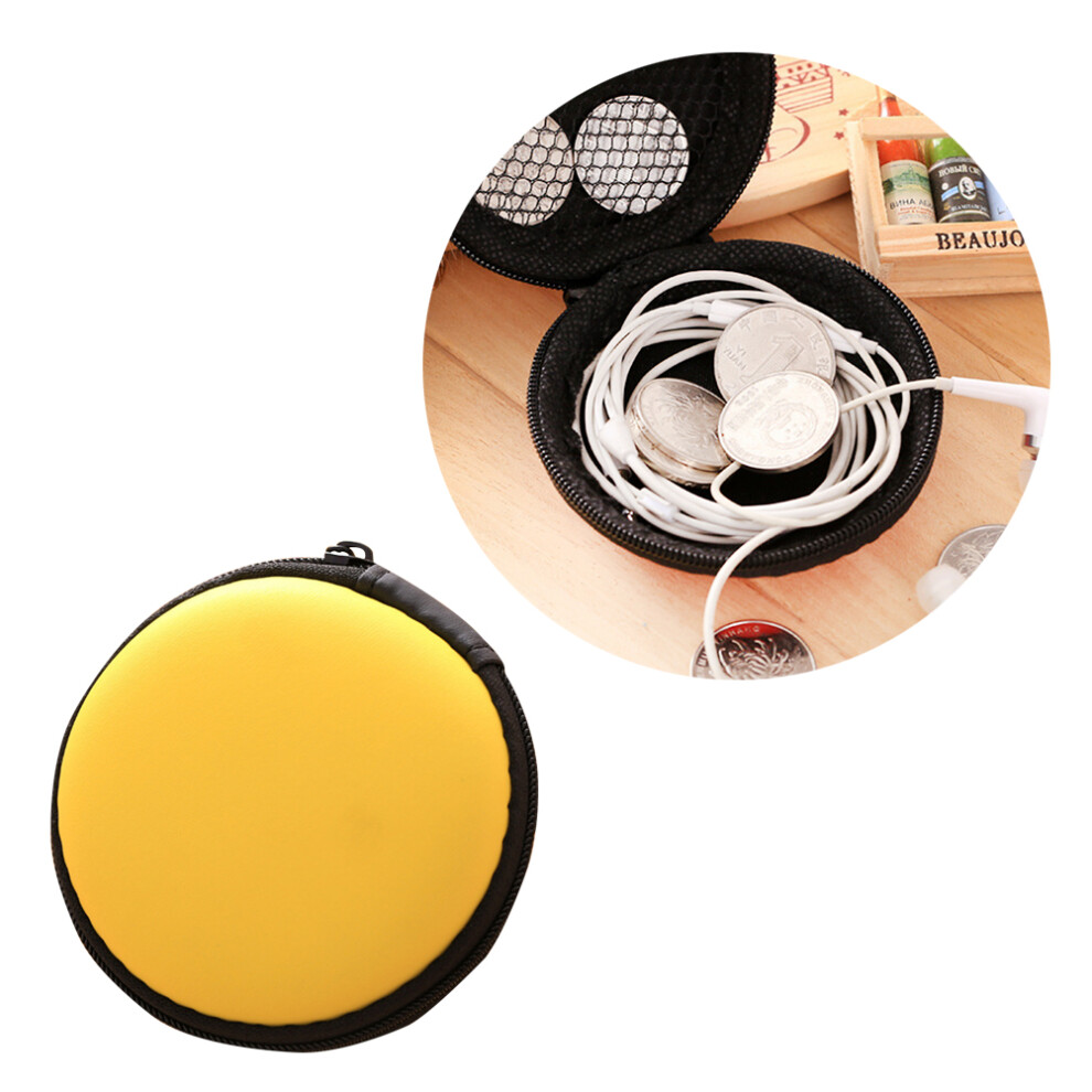 2Pcs Earphone Cable Bag Hard Shell Earbuds Zipper Case Yellow 3633563859517