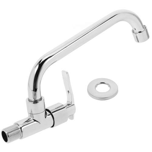2Sets Silver Wall-Mount Kitchen Faucet Copper Single Cold Water Tap 1