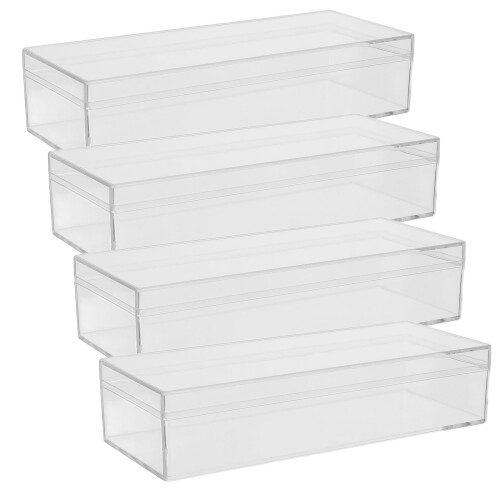 12Pcs Rectangular Transparent Plastic Storage Containers for Desk Use 1