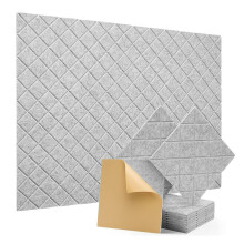 12-Pack Akoestische Panelen met Zelfklevende, 12x12x0,4 Inch Geluiddichte Schuimpanelen, Geluidsabsorberende Tegels voor Muren Grijs