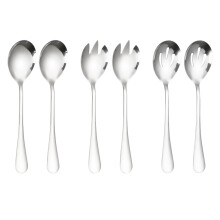 2Sets Stainless Steel Salad Spoon and Fork Set Silver Serving Utensils