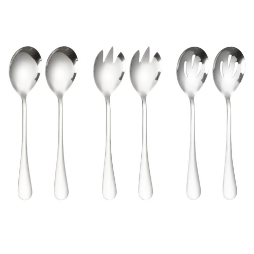 2Sets Stainless Steel Salad Spoon and Fork Set Silver Serving Utensils
