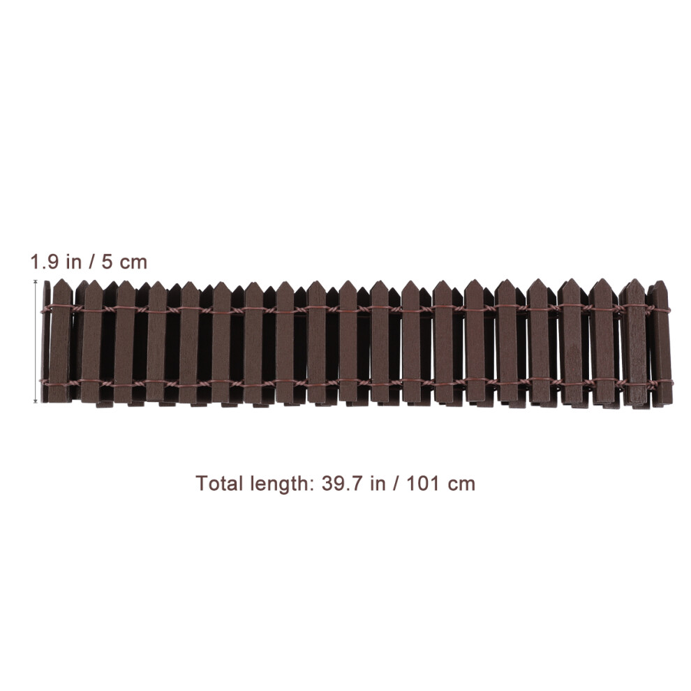 3Pcs Coffee Wood Mini Fence Decorative Border For Dollhouse And Garden 3633982046079