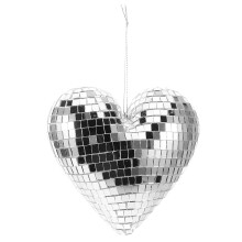 2Pcs Silver Heart Shaped Mirror Disco Ball Hanging Decoration