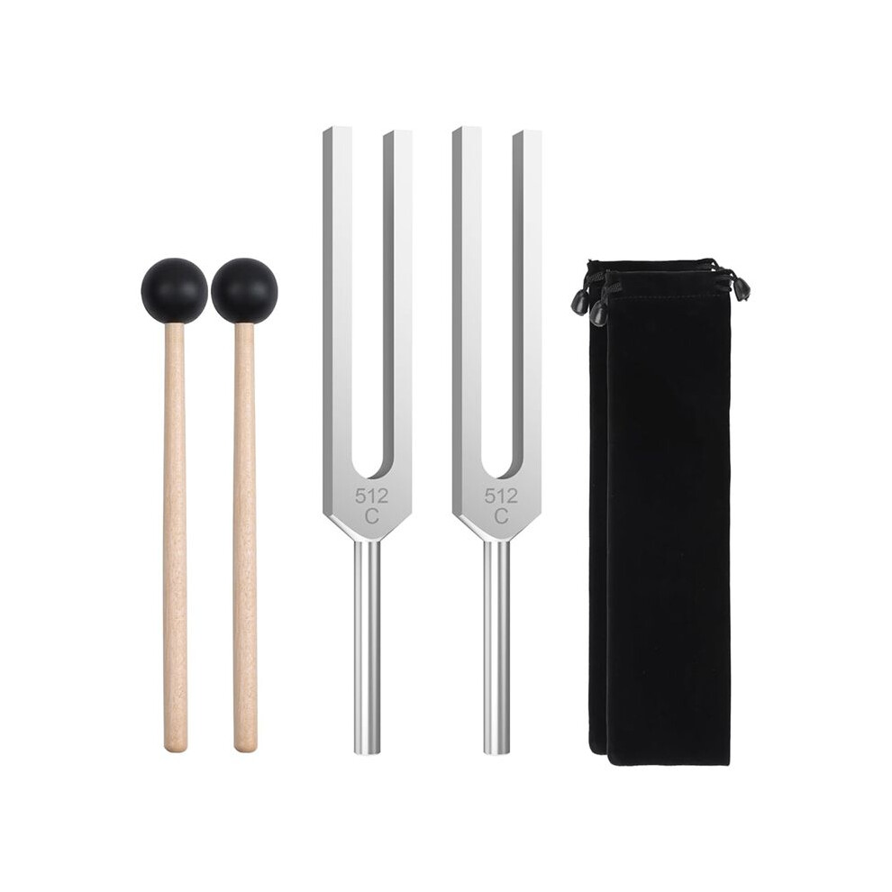 Zandonã 2Pcs 512Hz Tuning Forks Set, Aluminum Alloy Tuning Forks With Hammers, For Healing Sound Healing Therapy And Yoga
