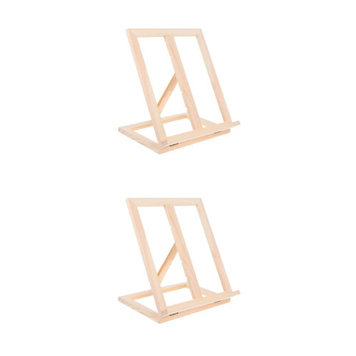 2Pcs Sturdy Khaki Wood Art Easel Foldable Adjustable Tabletop Stand 1