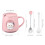4Sets Ceramic Coffee Mug Set 3D Cat Shape with Lid Spoon for Drinking 7