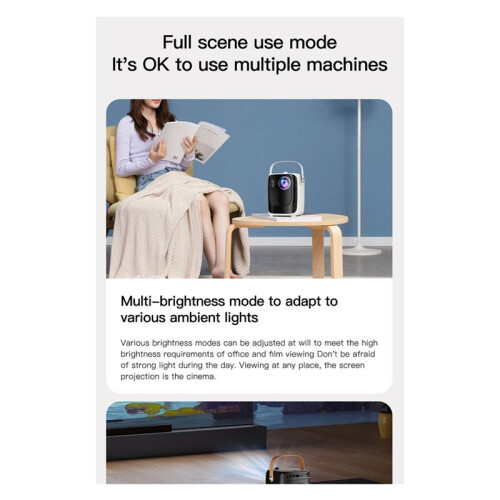 S10 1080P  Projector -Compatible Android Portable Projector 5G Wifi Home Theater White EU PLUG 2