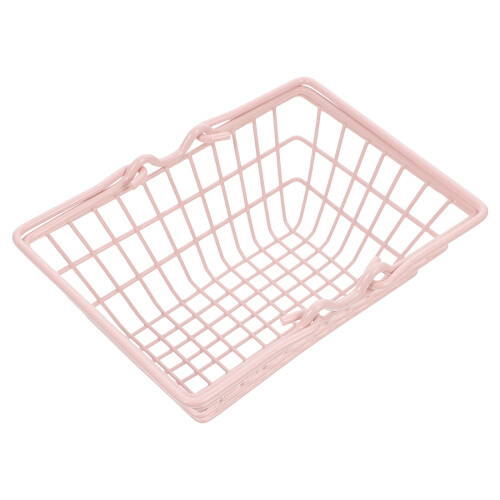 2Pcs Pink Metal Wire Basket Practical Desktop Storage Organizer 1