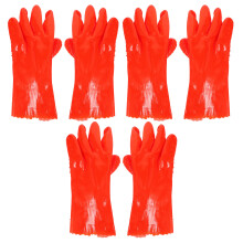 6Pairs Orange PVC Waterproof Work Gloves Durable Oil Resistant for Men