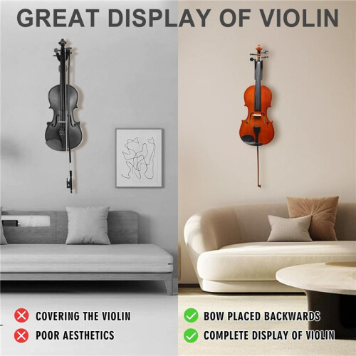 Supporto da Parete per Violino con Supporto per Archetto, Supporto da Parete per Casa e Studio Supporto per Violino e Viola Accessori per Violino 2