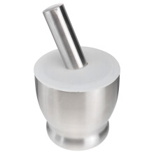 2Pcs Silver Garlic Masher Pestle Bowl for Spice Grinding