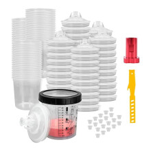 Wegwerpverfmengbeker voor Autolakspuitpistool, Luchtverfspuitpistoolbekers met Bekeradapter 20 Ounce (600 Ml) Kit