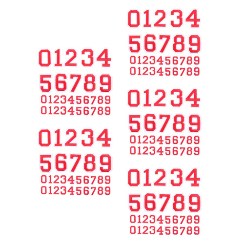 15Sets Red Number Labels Non-Woven Fabric Quick Adhesive for 2