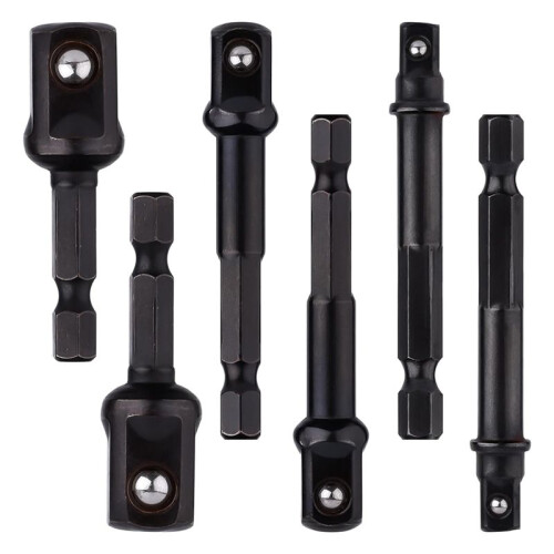 6pcs Impact Socket Adapter Set,1/4,1/2,3/8 Inch Impact Driver Conversion Set Socket Driver Bits Drill Socket Adapter Kit 2