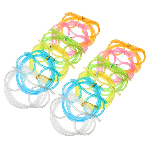 24Pcs Assorted Color Silly Straw Glasses Fun Loop Eyeglasses for Party