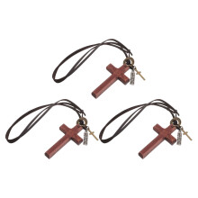 9Pcs Wooden Cross Mirror Pendants Coffee Car Rearview Hanging Charms