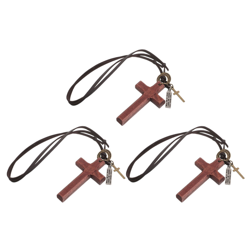 9Pcs Wooden Cross Mirror Pendants Coffee Car Rearview Hanging Charms 3633977945011