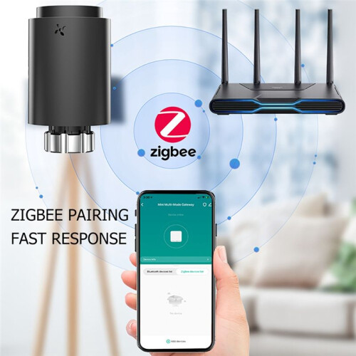 Tuya ZigBee  Radiator Actuator TRV Programmable Thermostatic Radiator Valve App Remote Temperature Controller Black 2