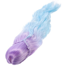 3Pcs White Pink Gradient Doll Wig Long Wave Synthetic Fiber Hairpiece