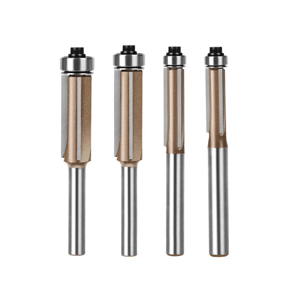 Photos - Diamond Core Bit / Milling Cutter Zandona 4PCS 6mm Shank Three-Blade Double Bearing Flush Trim Bit Router Bit Professional Woodworking Milling Cutter for Wood Bit