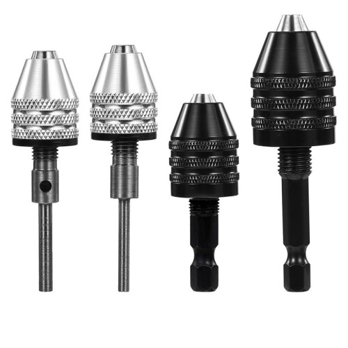4Pack Round to Hex Adapter 1/4 1/8 1/16Inch Drill Chuck Adapter Keyless Drill Chuck Bit Hex for Impact Driver Conversion 1