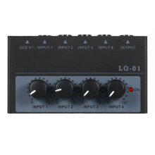 Mixer, Extrem Geräuscharm, 4-Kanal-Mixer, 4 Eingänge, 1 Ausgang,  5 V, -Audiomixer, Mikrofon, Gitarren- und Bassmixer, EU-Stecker