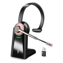 Wireless Headset, Headset with Noise Canceling Microphone, Wireless Headset with USB Dongle for Home Office