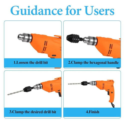 4Pack Round to Hex Adapter 1/4 1/8 1/16Inch Drill Chuck Adapter Keyless Drill Chuck Bit Hex for Impact Driver Conversion 2