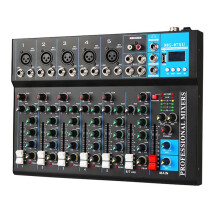 Professional 7-Channel Audio Mixer with USB MP3 Player Mixing Console of for Sound Mixing Console PC Recording EU Plug