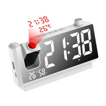 Projection Alarm Clock HD LED Display  Projection Clocks for Bedroom 180 Degree Rotatable Digital Clock Projector A