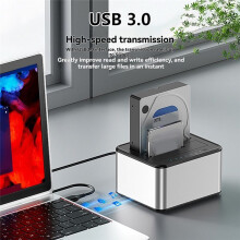 2.5/3.5 Inch SSD External Hard Drive Enclosure Dual-Bay Hard Drive Docking Station to USB 3.0 HDD Case UK Plug