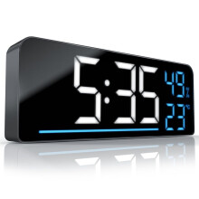 LED Alarm Clock Digital - LED Large Display 24 cm Colour Display - Temperature Display Humidity Timer Brightness Sensor