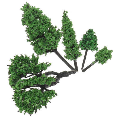 2Sets Durable Plastic Mini Trees Green for Dollhouse and Diorama 1