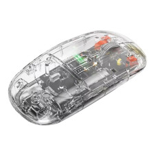 2400DPI -Mus Full Transparent Cool Tyst Dual Mode 2,4G500Ah Uppladdningsbar Ergonomisk Universal Silver